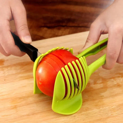 Kitchen Gadgets Handy Stainless Steel Onion Holder Potato Tomato Slicer Vegetable Fruit Cutter Safety Cooking Tools Accessories.