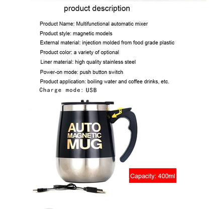 Self-Stirring Mug - USB Rechargeable Stainless Steel Coffee Mixer