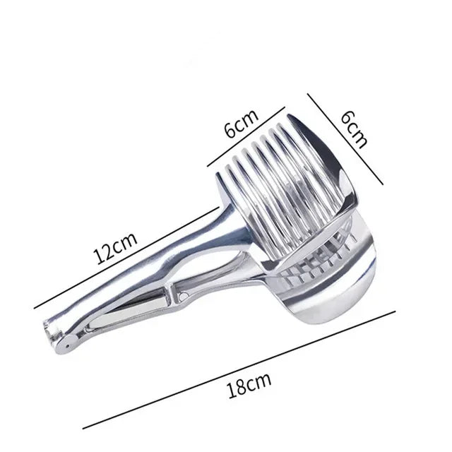 Kitchen Gadgets Handy Stainless Steel Onion Holder Potato Tomato Slicer Vegetable Fruit Cutter Safety Cooking Tools Accessories.