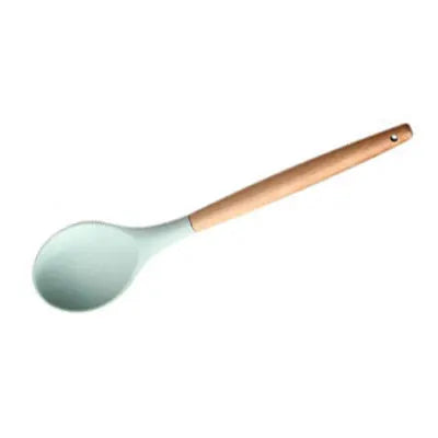 1PC Silicone Wood Turner Soup Spoon Spatula Brush Scraper Pasta Server Egg Beater Kitchen Cooking Tools Kitchenware Green/Pink.
