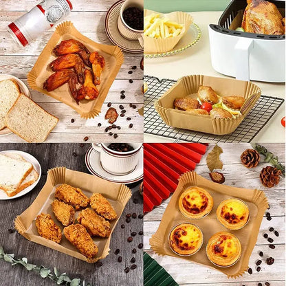 Large Non-stick Parchment Liner for Air Fryer - 23cm Baking Paper Fits 3-10QT Basket