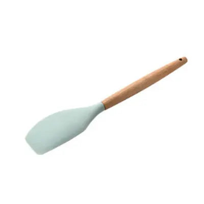 1PC Silicone Wood Turner Soup Spoon Spatula Brush Scraper Pasta Server Egg Beater Kitchen Cooking Tools Kitchenware Green/Pink.