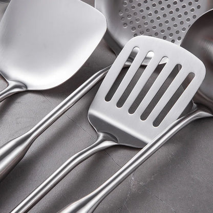 7-Pc Stainless Steel Kitchen Utensil Set with Holder  Wooden Handles