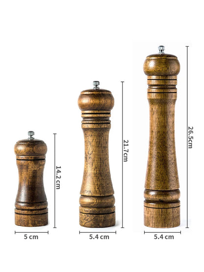 Wooden Salt and Pepper Grinder Set - Adjustable Ceramic - Kitchen Cooking Tools
