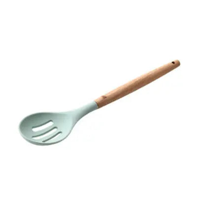 1PC Silicone Wood Turner Soup Spoon Spatula Brush Scraper Pasta Server Egg Beater Kitchen Cooking Tools Kitchenware Green/Pink.