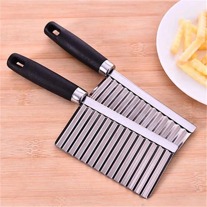 Stainless Steel Wavy Knife Potato Chip Slicer Dough Vegetable Fruit Chopper French Fry Maker Tools Cooking Kitchen Potato Cutter.