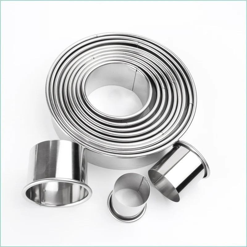 Stainless Steel Cake Mold Cutter Set - 11pcs Baking Mousse Rings - DIY Kitchen Tools