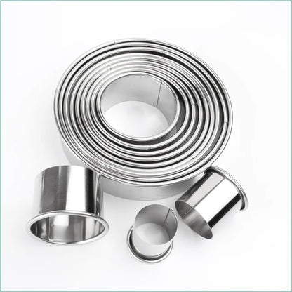 Stainless Steel Cake Mold Cutter Set - 11pcs Baking Mousse Rings - DIY Kitchen Tools