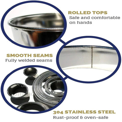 Stainless Steel Cake Mold Cutter Set - 11pcs Baking Mousse Rings - DIY Kitchen Tools