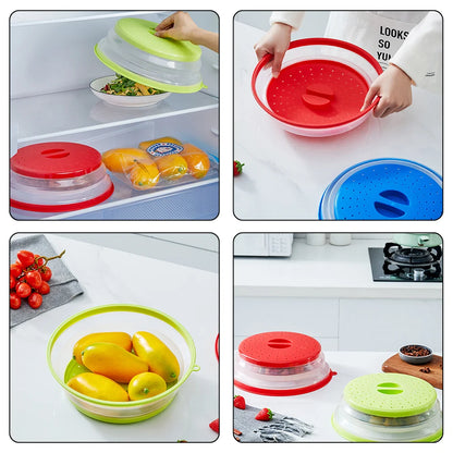Silicone Microwave Cover - Oil-Proof Splash-Proof Fresh-Keeping - Folding with Hook