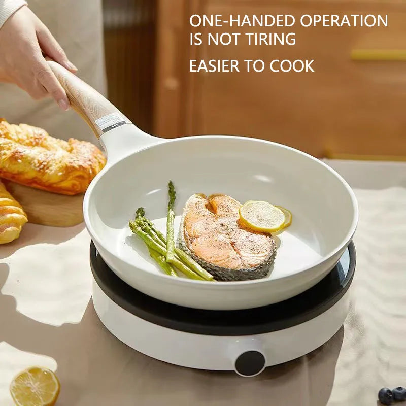 Non-Stick Ceramic Wok Frying Pan - Breakfast Omelette Maker Pan for Eggs Pancakes and Steaks