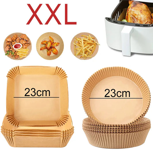 Large Non-stick Parchment Liner for Air Fryer - 23cm Baking Paper Fits 3-10QT Basket