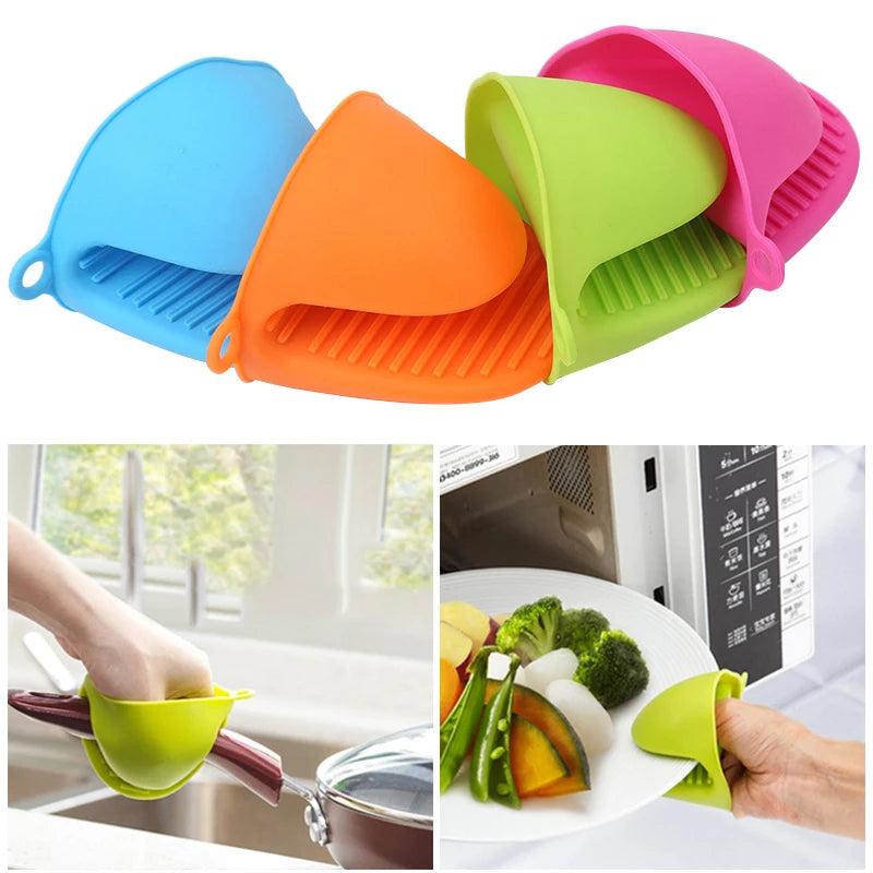 Thicken Silicone Anti-Hot Gloves Microwave Oven Glove Insulation Non Stick Anti-slip Grips Bowl Pot Clips Kitchen Cooking Gadget.