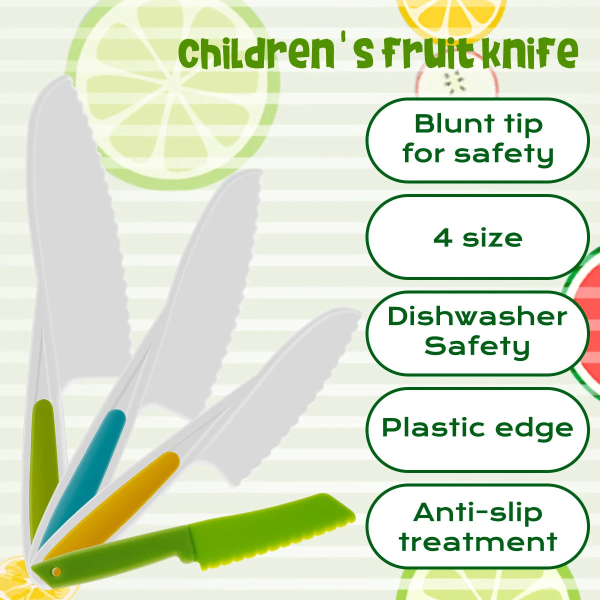 Kids Cooking Cutters Set - Safe Plastic Knives - Potato Crinkle Cutter