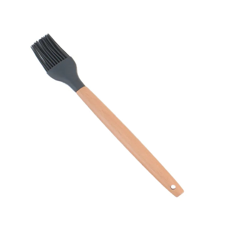1PC Silicone Wood Turner Soup Spoon Spatula Brush Scraper Pasta Server Egg Beater Kitchen Cooking Tools Kitchenware Green/Pink.