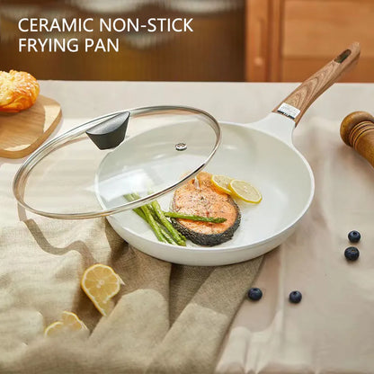 Non-Stick Ceramic Wok Frying Pan - Breakfast Omelette Maker Pan for Eggs Pancakes and Steaks