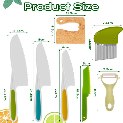 Kids Cooking Cutters Set - Safe Plastic Knives - Potato Crinkle Cutter