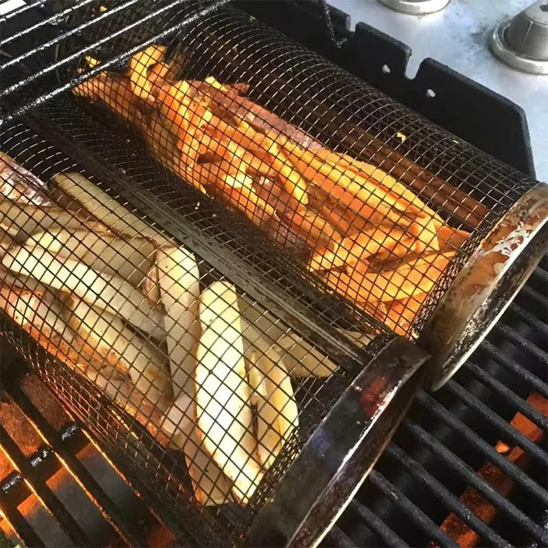 Stainless Steel BBQ Grill Basket for Campfire Outdoor Grilling