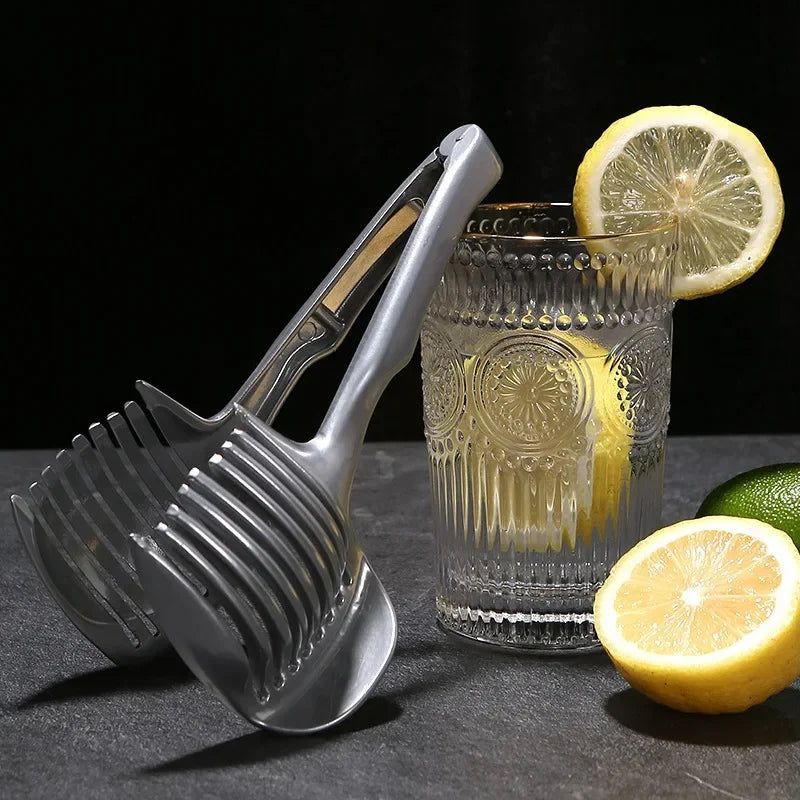 Kitchen Gadgets Handy Stainless Steel Onion Holder Potato Tomato Slicer Vegetable Fruit Cutter Safety Cooking Tools Accessories.