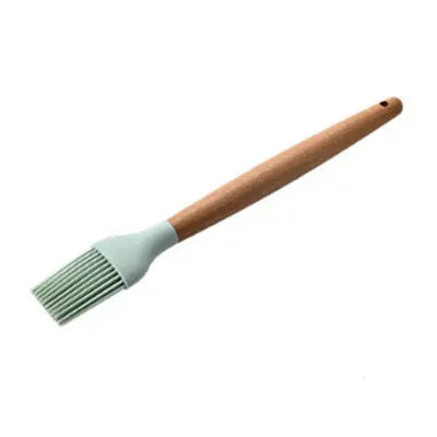 1PC Silicone Wood Turner Soup Spoon Spatula Brush Scraper Pasta Server Egg Beater Kitchen Cooking Tools Kitchenware Green/Pink.