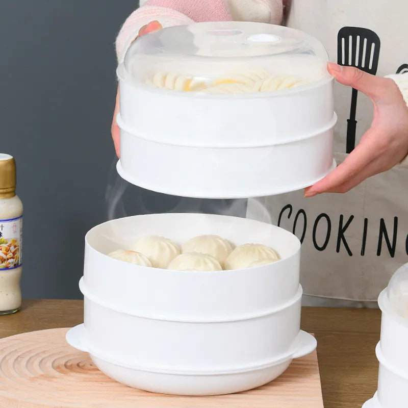 Multi-Layer Microwave Dumpling Steamer and Rice Cooker with Steaming Grid - Kitchen Accessory