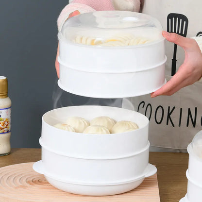 Multi-Layer Microwave Dumpling Steamer and Rice Cooker with Steaming Grid - Kitchen Accessory