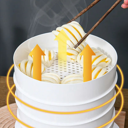 Multi-Layer Microwave Dumpling Steamer and Rice Cooker with Steaming Grid - Kitchen Accessory