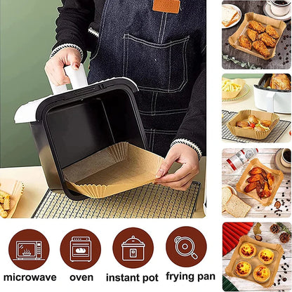 Large Non-stick Parchment Liner for Air Fryer - 23cm Baking Paper Fits 3-10QT Basket