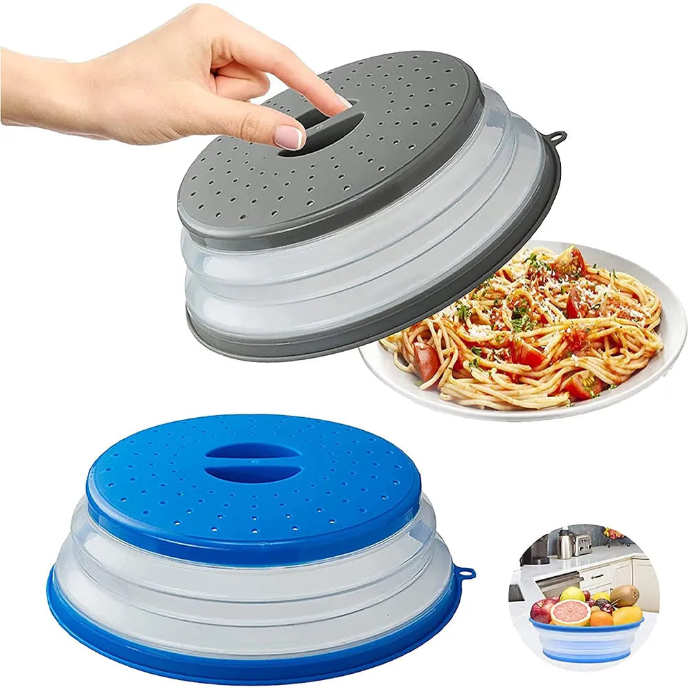 Silicone Microwave Cover - Oil-Proof Splash-Proof Fresh-Keeping - Folding with Hook