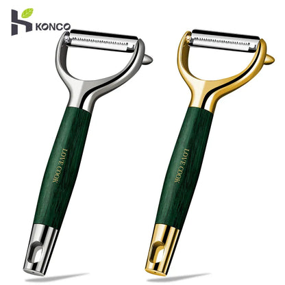 Konco Stainless Steel Peeler,Ultra Sharp Vegetable Peeler Wooden Handle Peeler For Potatoes Carrot Grater Kitchen Accessories.