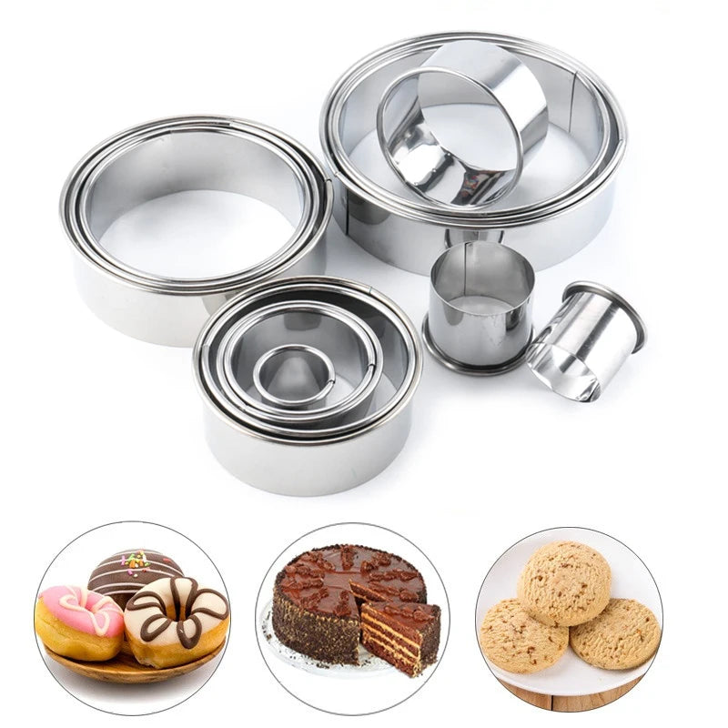 Stainless Steel Cake Mold Cutter Set - 11pcs Baking Mousse Rings - DIY Kitchen Tools