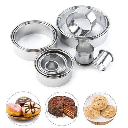 Stainless Steel Cake Mold Cutter Set - 11pcs Baking Mousse Rings - DIY Kitchen Tools