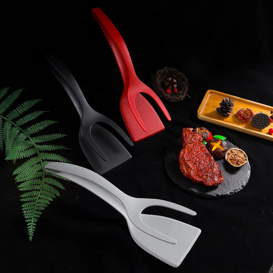 Nylon Clip Utensils for Kitchen Gadget and Accessories 2-in-1 Steak Spatula Tongs Pancake Cooking Machine Flip Pliers Tools Bar.
