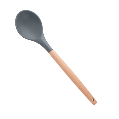 1PC Silicone Wood Turner Soup Spoon Spatula Brush Scraper Pasta Server Egg Beater Kitchen Cooking Tools Kitchenware Green/Pink.