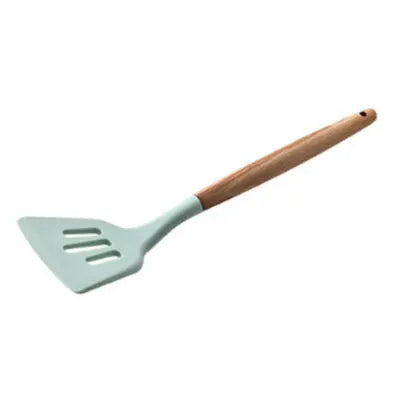 1PC Silicone Wood Turner Soup Spoon Spatula Brush Scraper Pasta Server Egg Beater Kitchen Cooking Tools Kitchenware Green/Pink.