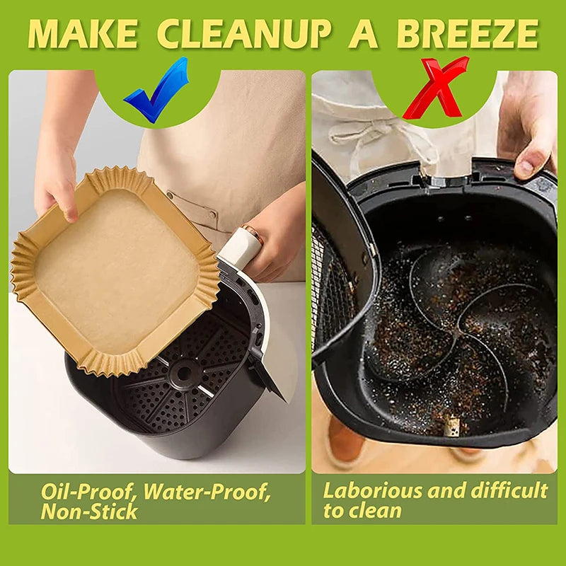 Large Non-stick Parchment Liner for Air Fryer - 23cm Baking Paper Fits 3-10QT Basket