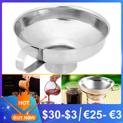 Stainless Steel Wide Mouth Canning Funnel Hopper Thick Salad Dressing Funnel Wide-Mouth Can for Oil Wine Kitchen Cooking Tools.