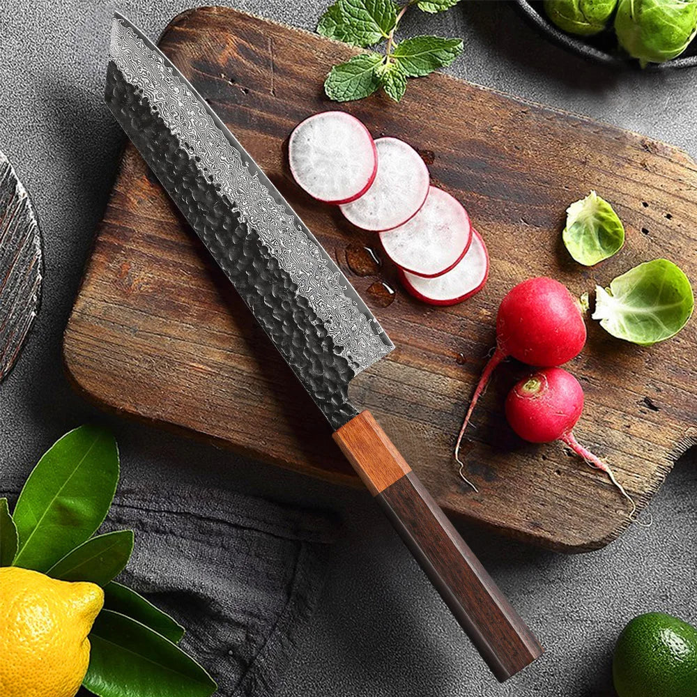 Japanese Damascus Steel Kiritsuke Chef Knife - 82-inch Sleek Design