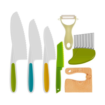 Kids Cooking Cutters Set - Safe Plastic Knives - Potato Crinkle Cutter