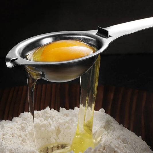 Egg Separator Stainless Steel Egg Yolk White Separator Long Handle Egg Divider Filter Kitchen Egg Tools Baking Cooking Gadgets.