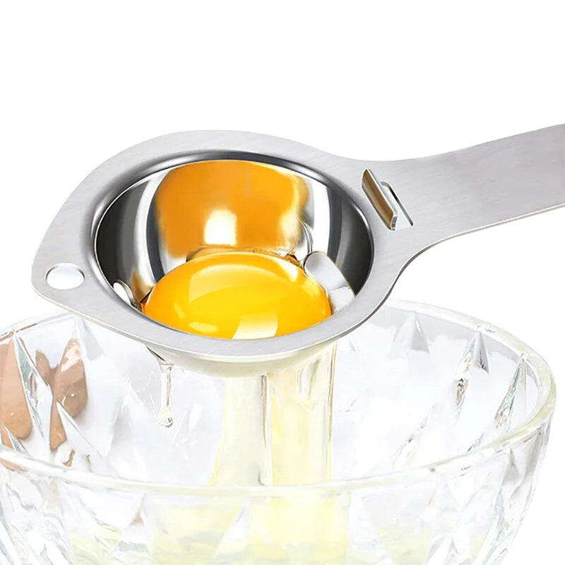 Egg Separator Stainless Steel Egg Yolk White Separator Long Handle Egg Divider Filter Kitchen Egg Tools Baking Cooking Gadgets.