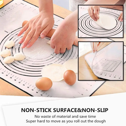 Non-Stick Silicone Baking Mat with Scale - Large Kitchen Pastry Dough