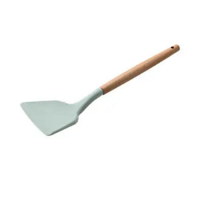 1PC Silicone Wood Turner Soup Spoon Spatula Brush Scraper Pasta Server Egg Beater Kitchen Cooking Tools Kitchenware Green/Pink.