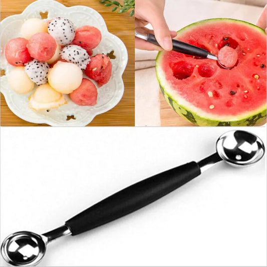 Melon watermelon Ball Scoop Fruit Spoon Ice Cream Sorbet Stainless Steel Double-end Cooking Tool Kitchen Accessories Gadgets.