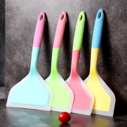 Integrated Silicone Spatula Non Stick Wide Mouth Tamagoyaki Shovel Beef Meat Egg Frying Cooking Tool Kitchen Gadgets.