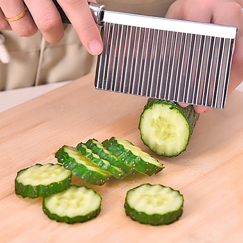 Stainless Steel Wavy Knife Potato Chip Slicer Dough Vegetable Fruit Chopper French Fry Maker Tools Cooking Kitchen Potato Cutter.