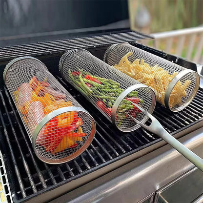 Stainless Steel BBQ Grill Basket for Campfire Outdoor Grilling
