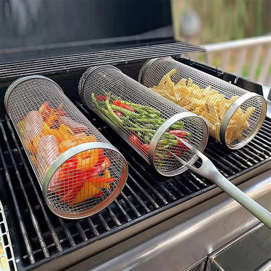 Stainless Steel BBQ Grill Basket for Campfire Outdoor Grilling