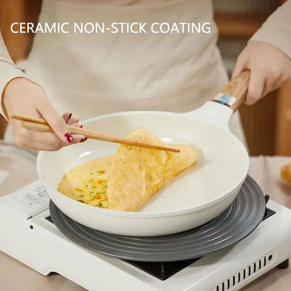Non-Stick Ceramic Wok Frying Pan - Breakfast Omelette Maker Pan for Eggs Pancakes and Steaks