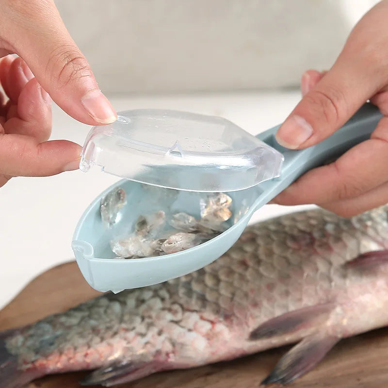 Fish Scale Grilling Scraper with Cover - Kitchen Household Tool for Cleaning Fish